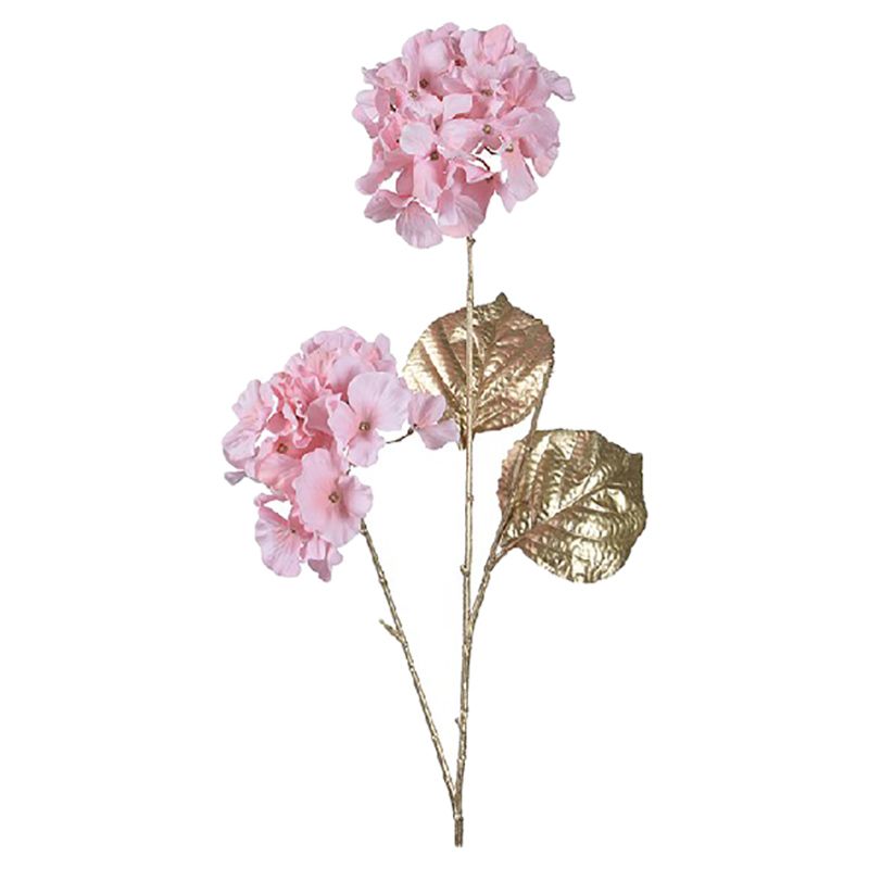 Kaemingk - Hydrangea On Stem Polyester With Matt - Gold/Pink