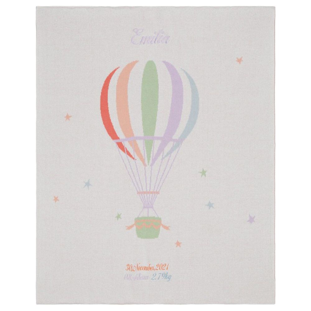 Little IA - Hot Air Balloon Keepsake Knit Blanket - Grey