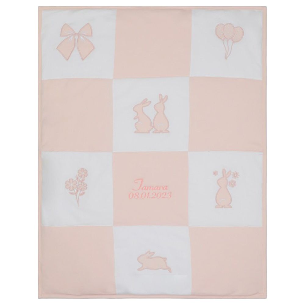 Little IA - Organic Cotton Bunny Patchwork Blanket - Pink