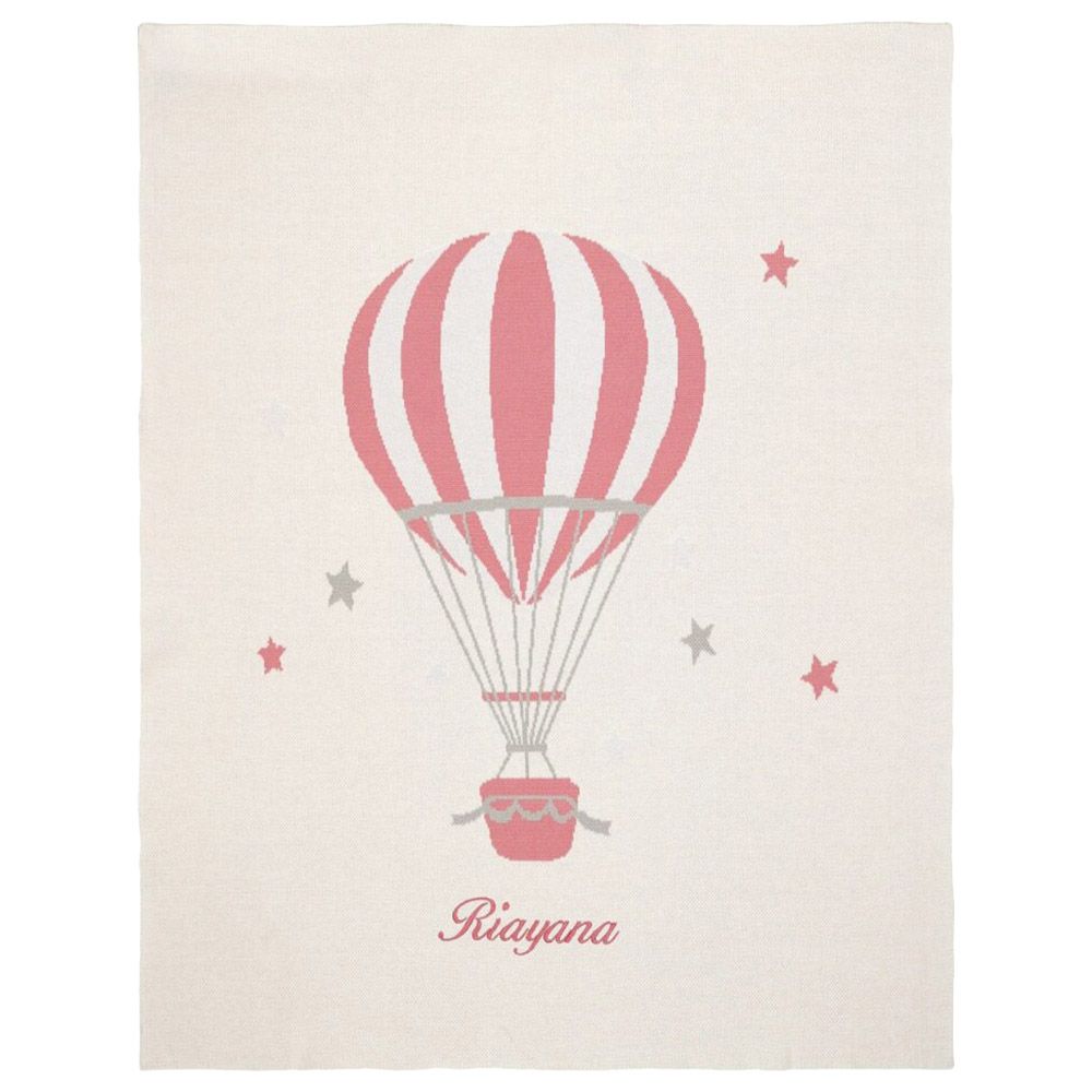 Little IA - Pink Hot Air Balloon Knit Blanket - Pink