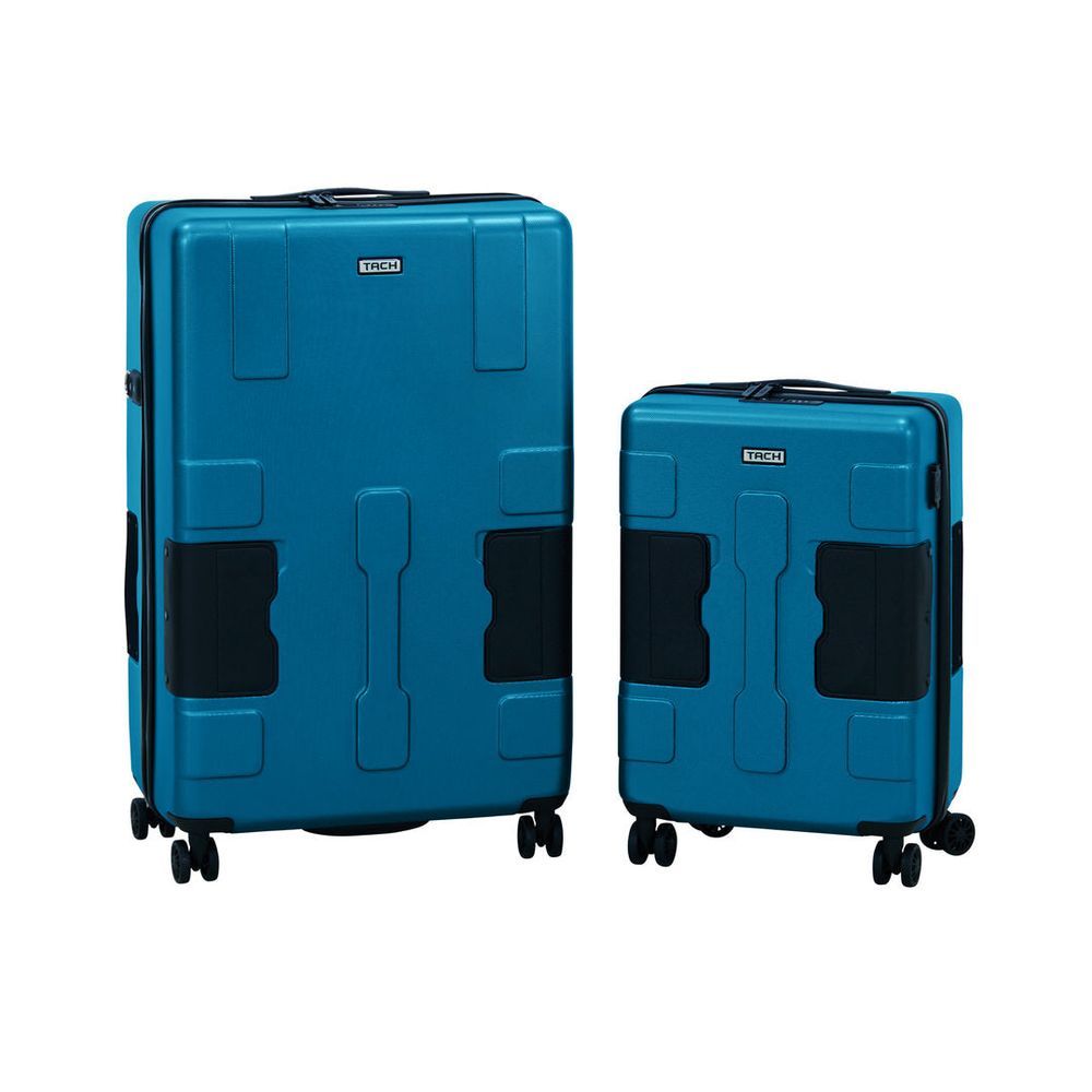 TACH Luggage - Hard Shell Large+Carry-On Connectable Luggage - 2 Pcs - 28/20 Inches - Sky Blue