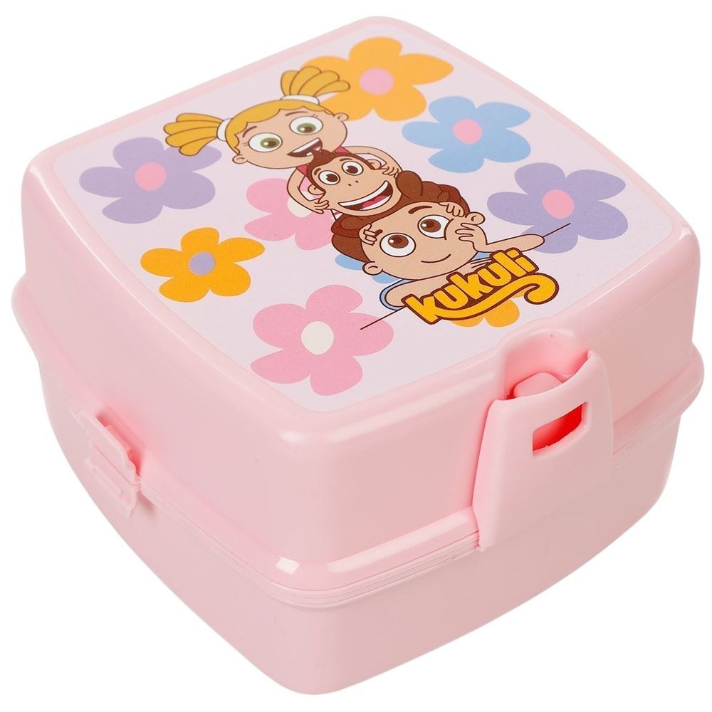 Kukuli - 4 Compartments Smart Patterned Lunch Box - Pink