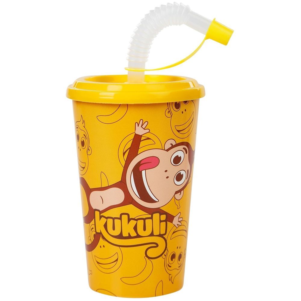 Kukuli - Lidded Straw Cup - Yellow - 400 ml