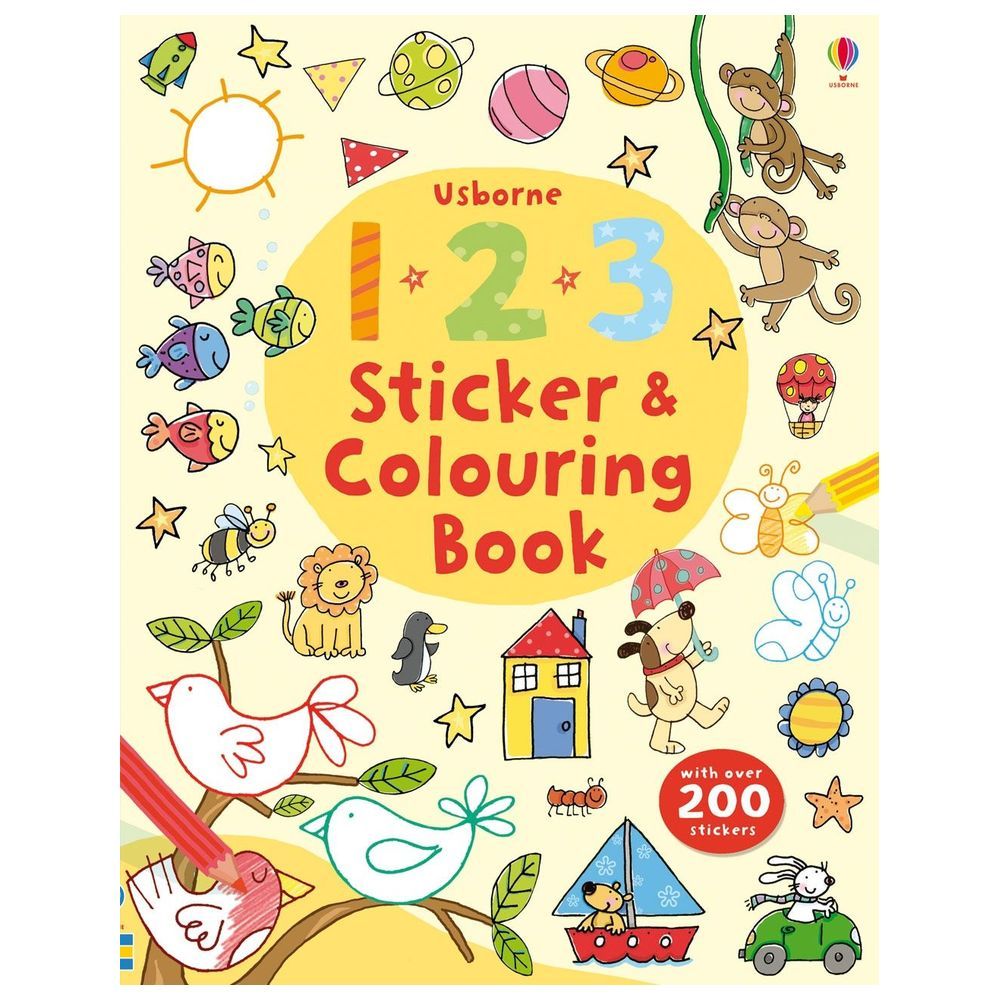 كتب Usborne - 123 كتاب ملصقات وتلوين