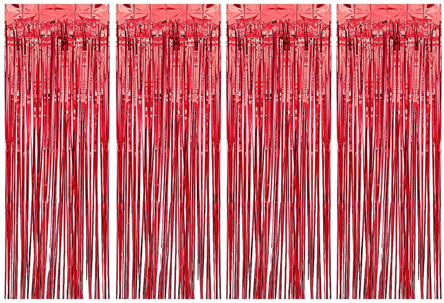 Highland - Red Metallic Foil Fringe Curtain 4pcs