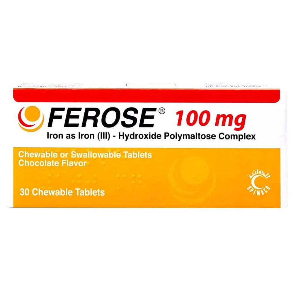 Ferose - Iron Chewable Tablets 100 Mg - Chocolate - 30 Pcs