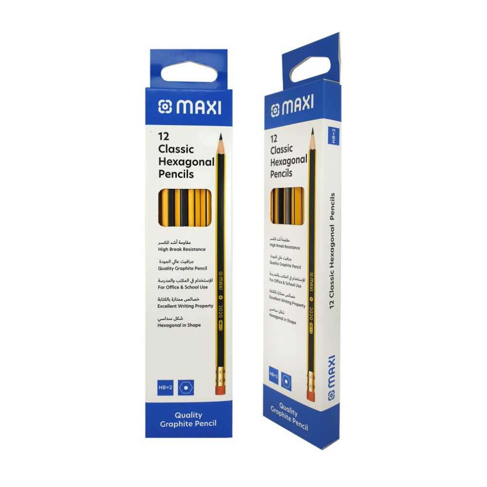 Maxi - 12pcs Classic Black Lead Hexagonal Pencils