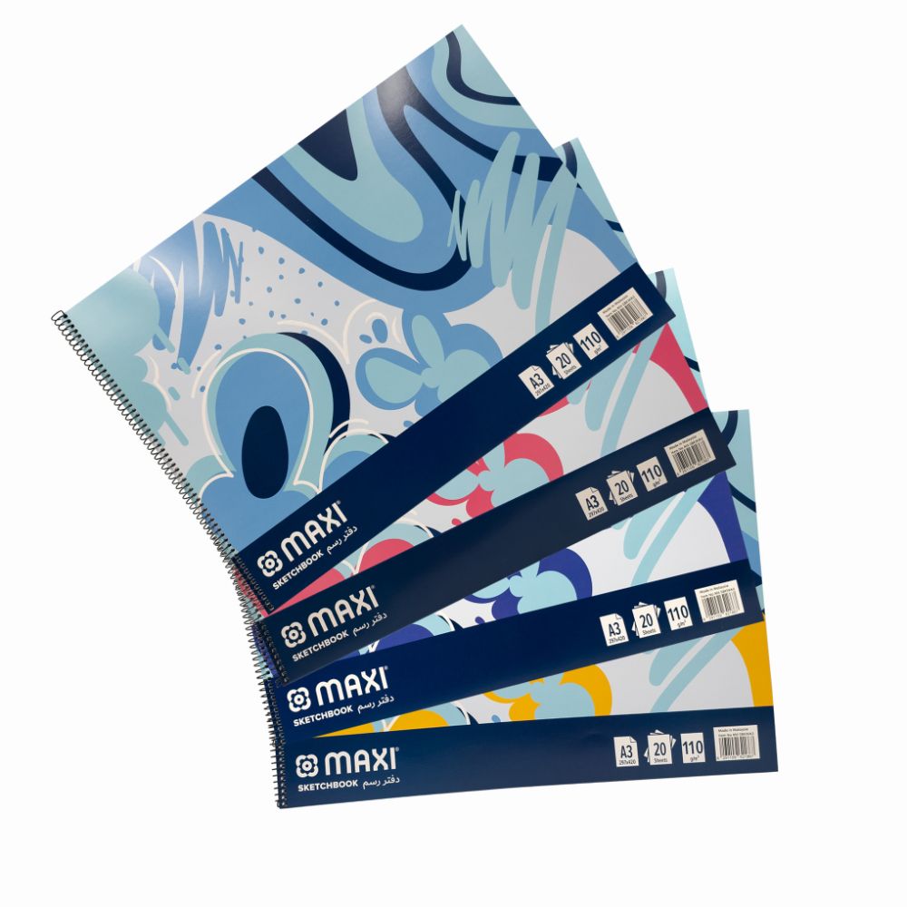 Maxi Spiral Sketch Book White A3 (297x420mm) 110Gsm 20 Sheets 1pc - Assorted
