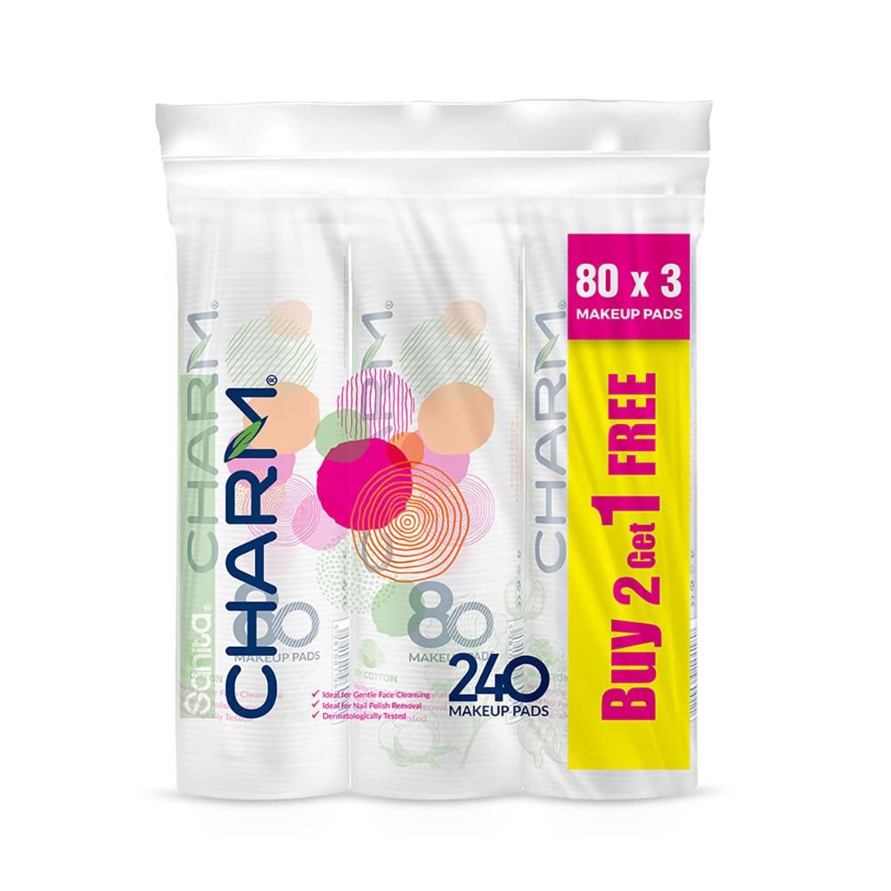 سانيتا تشارم - فوط صحية مستديرة مصنوعة من القطن بنسبة 100% (80 × 2 + 1) 240 فوطة