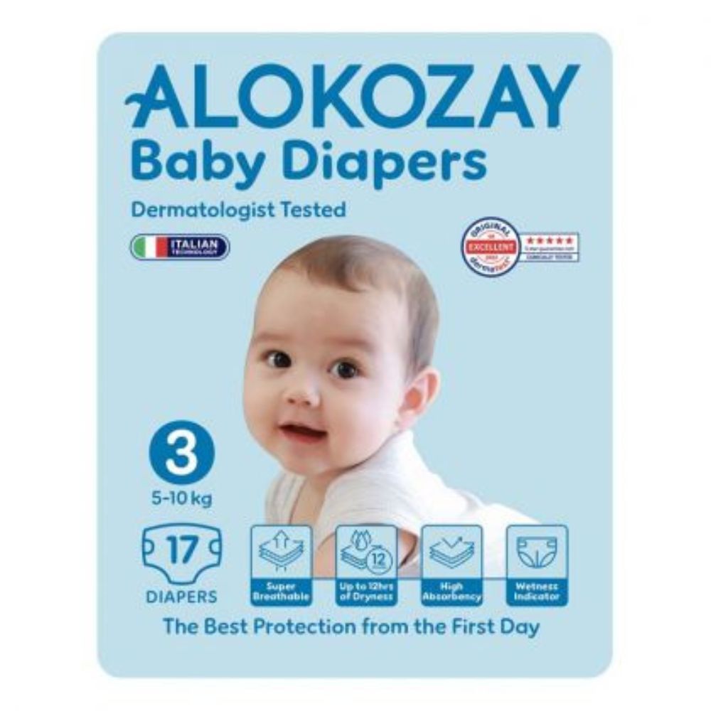 Alokozay - Premium Baby Diapers 5-10kg Size 3 - 17pcs