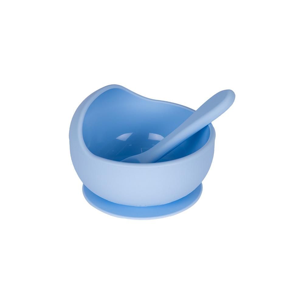 Babies Basic - Silicone Bowl & Spoon Feeding Set - 2pcs - Blue