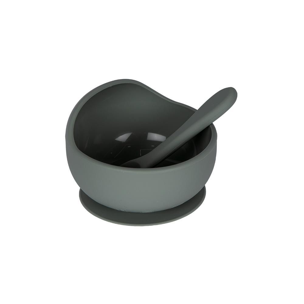 Babies Basic - Silicone Bowl & Spoon Feeding Set - 2pcs - Green