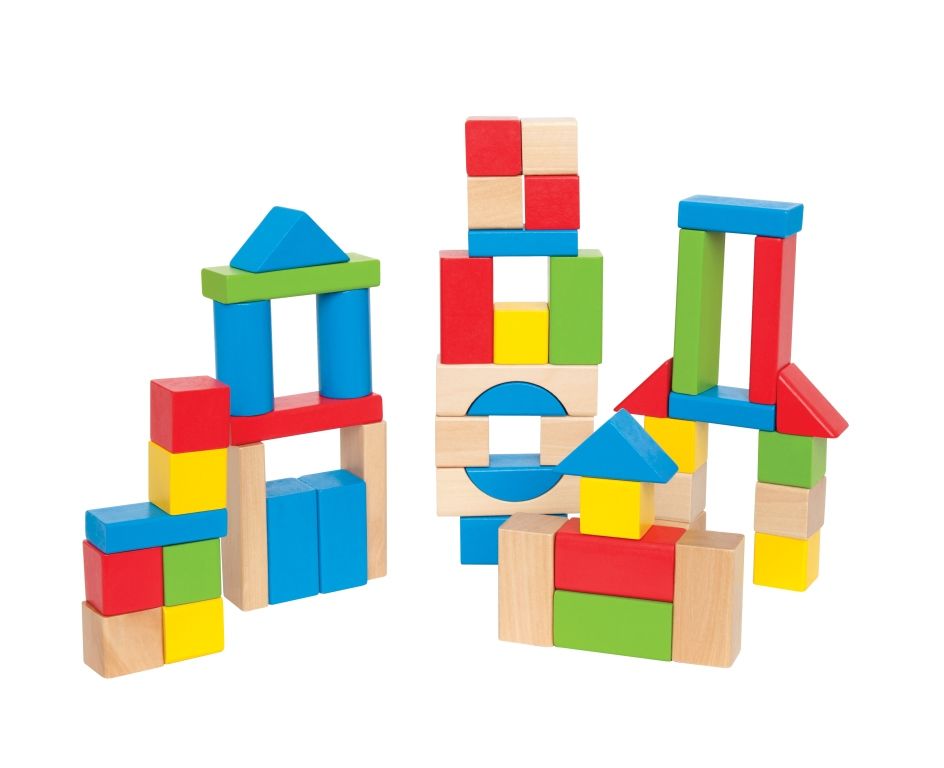 Hape - Maple Wooden Blocks Building Set with Bag - 50pcs