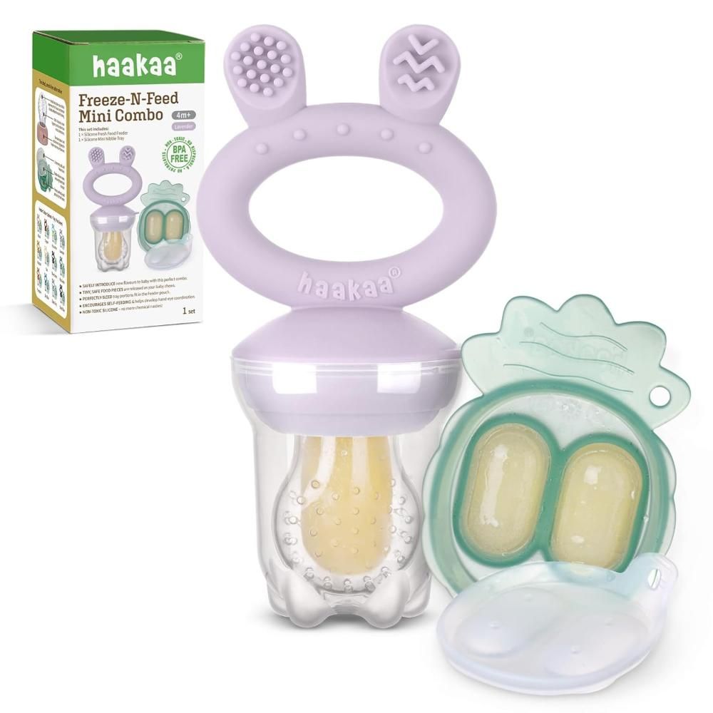 Haakaa - Freeze-N-Feed Fresh Food Feeder Teether And Nibble Tray Set - Lavender - 2pcs
