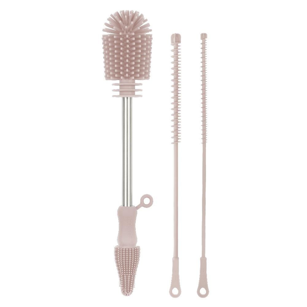 Haakaa - Silicone Double Ended Baby Bottle Cleaning Brush Set - Blush