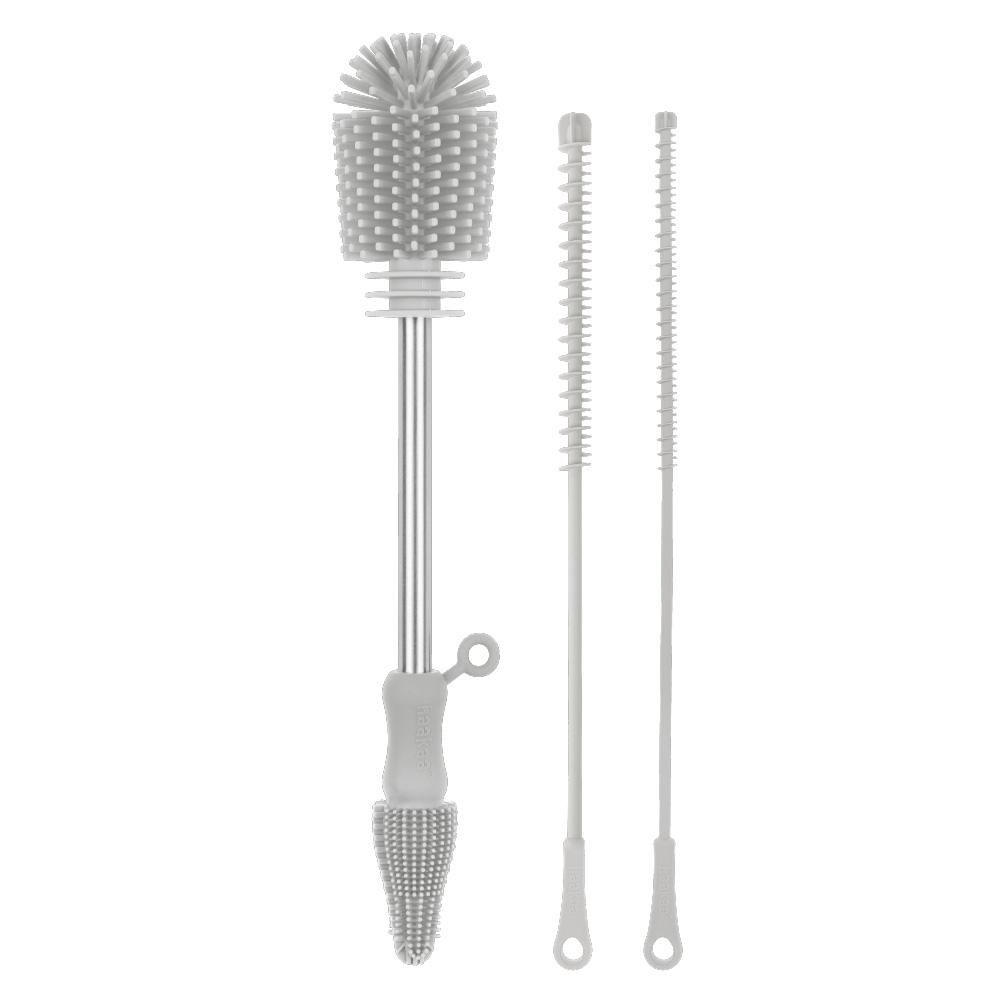 Haakaa - Silicone Double Ended Baby Bottle Cleaning Brush Set - Suva Grey