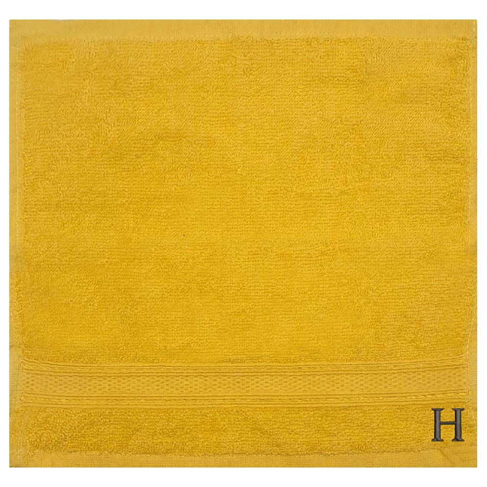 Byft - Letter H Monogrammed Face Towel - 30 x 30 cm - 6pcs – Yellow