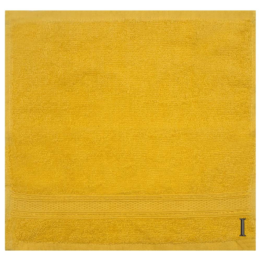 Byft - Letter I Monogrammed Face Towel - 30 x 30 cm - 6pcs – Yellow