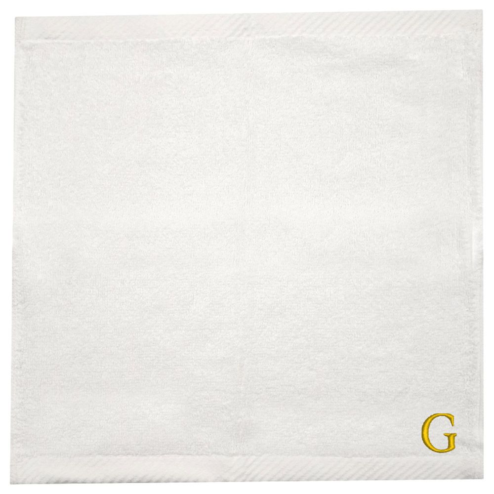 Byft - Letter G Monogrammed Face Towel - 33 x 33 cm - 6pcs - Golden/White