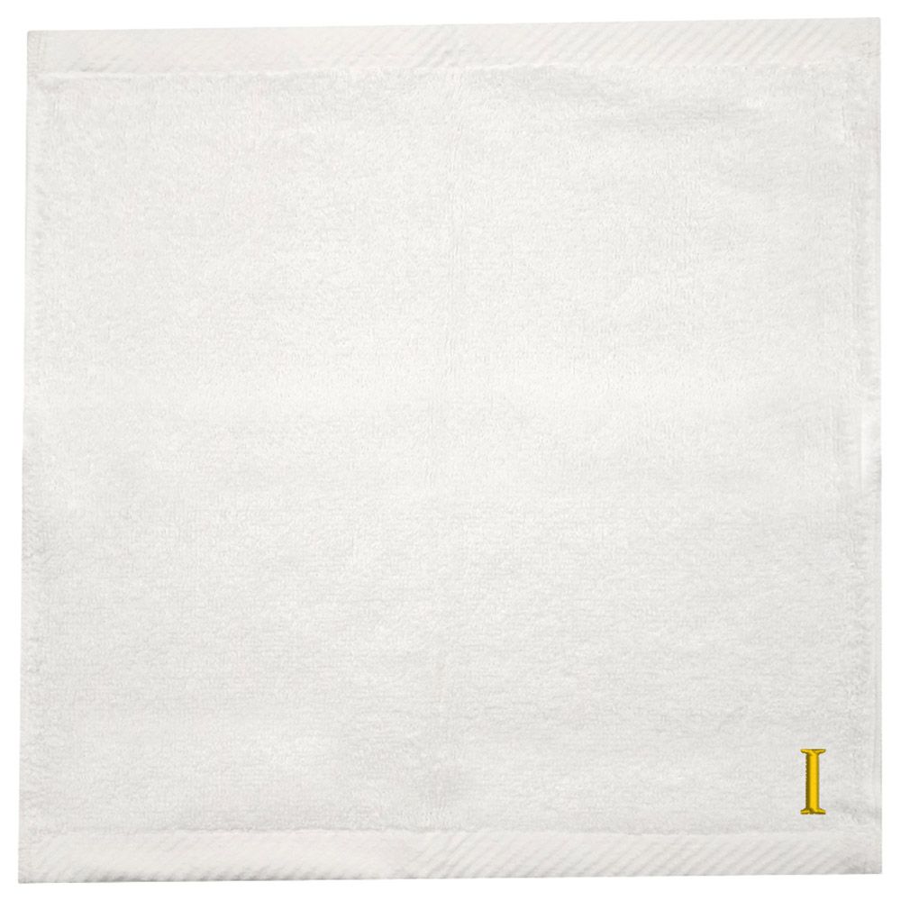 Byft - Letter I Monogrammed Face Towel - 33 x 33 cm - 6pcs - Golden/White