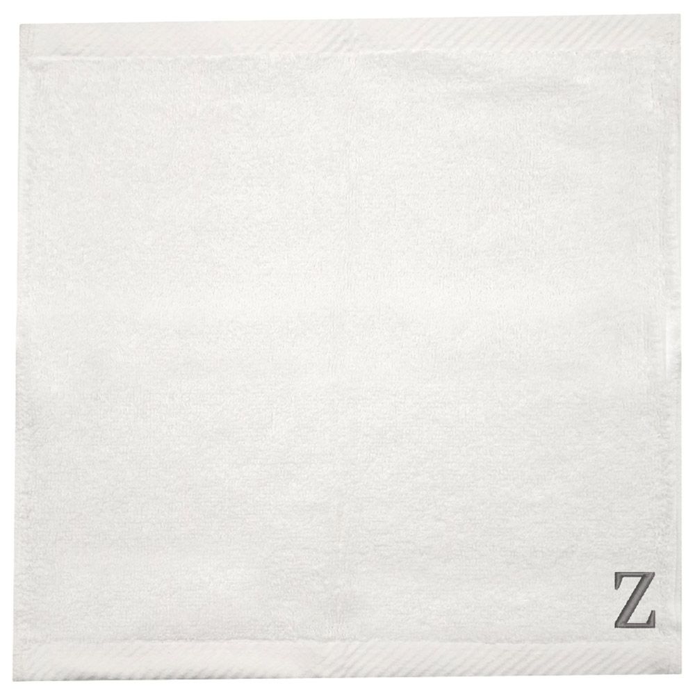 Byft - Letter Z Monogrammed Face Towel - 33 x 33 cm - 6pcs - Silver/White