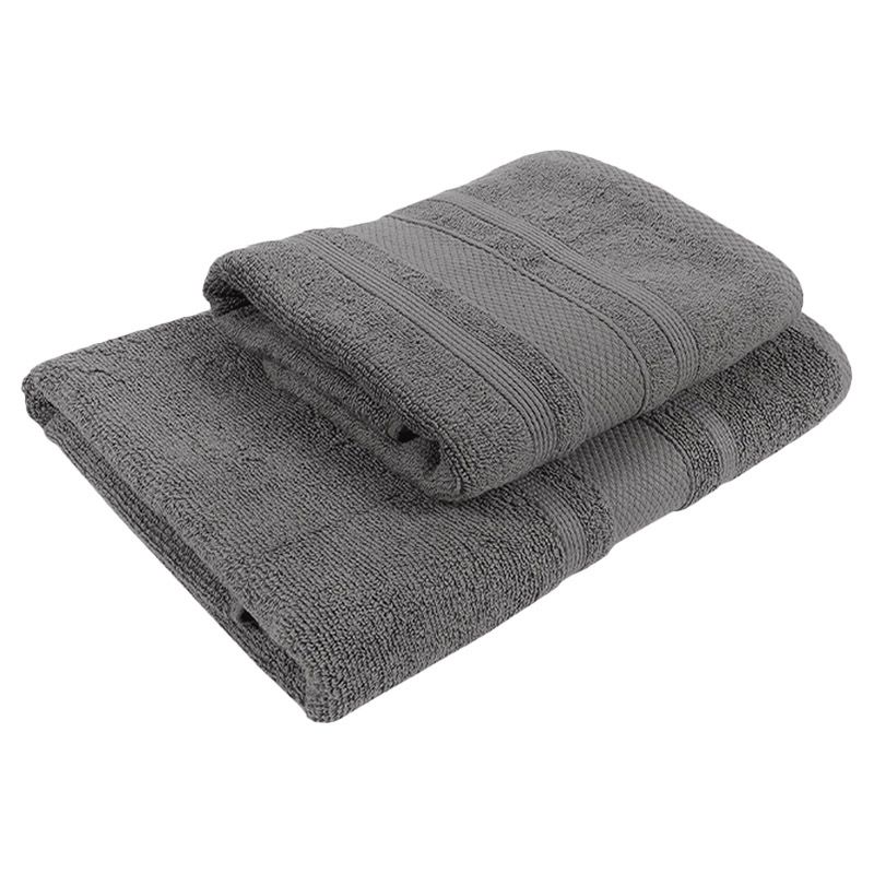 BYFT - Home Castle Hand Towel and Bath Towel - Grey - Set of 2