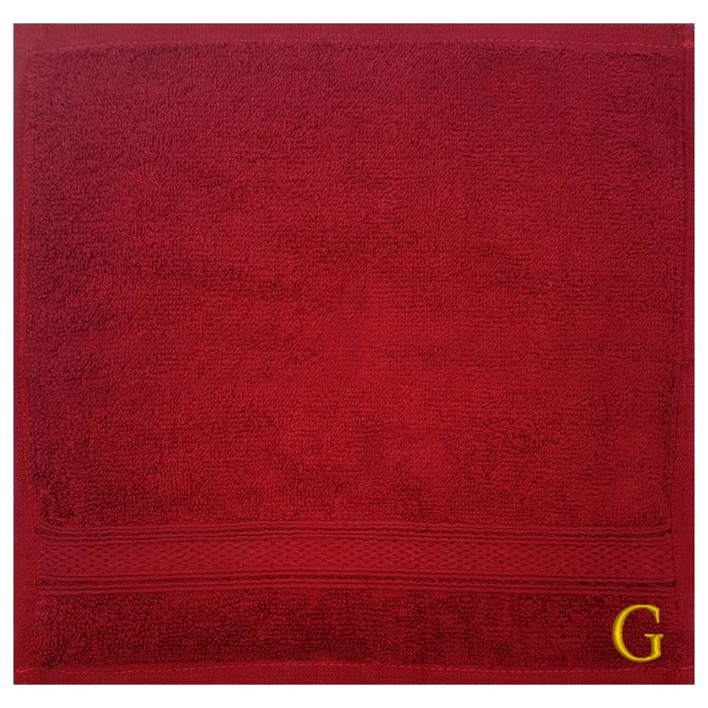 Byft - Letter G Monogrammed Face Towel - 30 x 30 cm - 6pcs - Burgundy