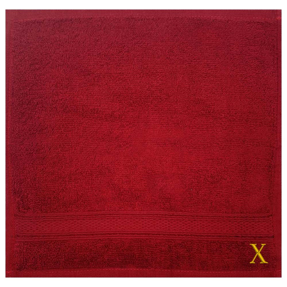Byft - Letter x Monogrammed Face Towel - 30 x 30 cm - 6pcs - Burgundy
