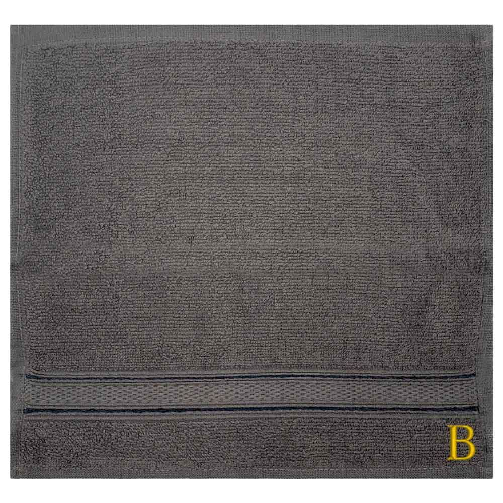 Byft - Letter B Monogrammed Face Towel - 30 x 30 cm - 6pcs - Dark Grey