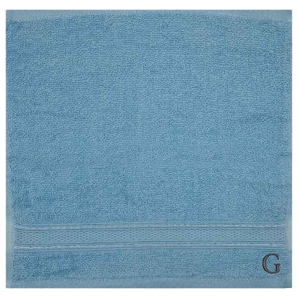 Byft - Letter G Monogrammed Face Towel - 30 x 30 cm - 6pcs - Light Blue