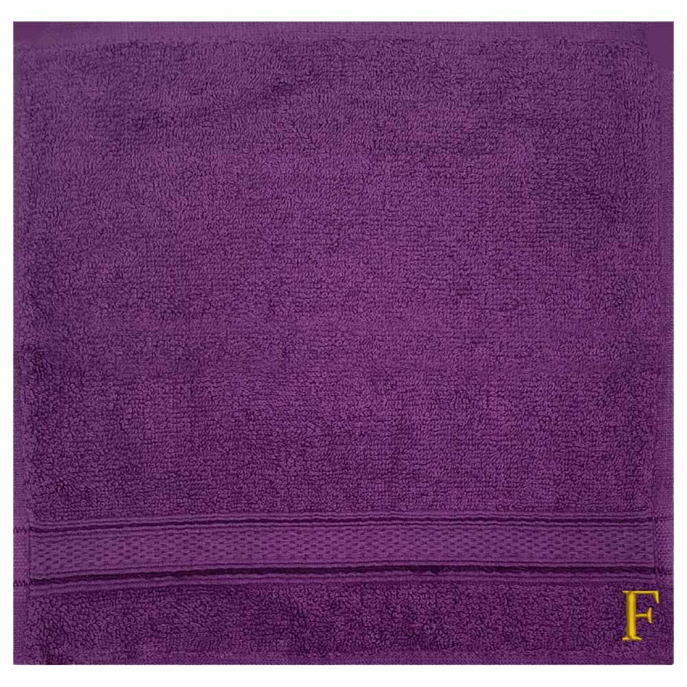 Byft - Letter F Monogrammed Face Towel - 30 x 30 cm - 6pcs - Purple
