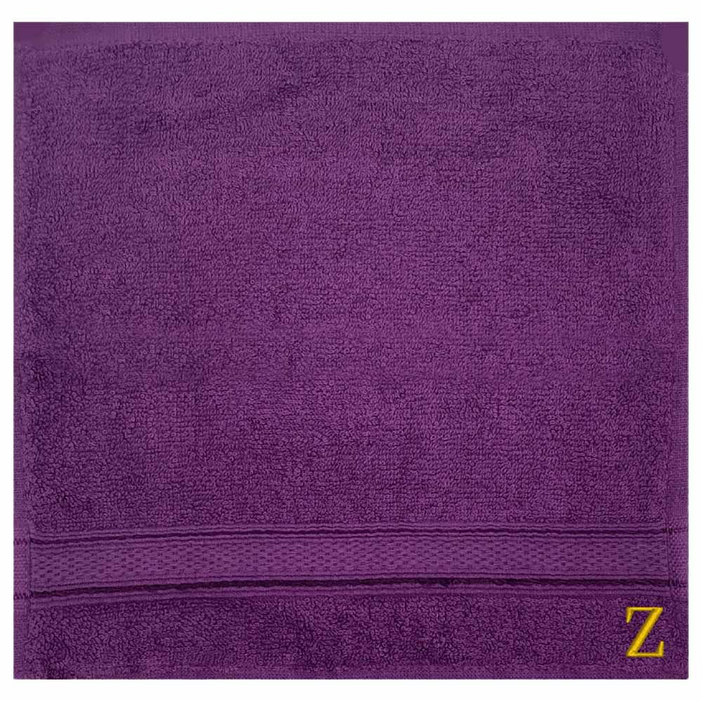 Byft - Letter Z Monogrammed Face Towel - 30 x 30 cm - 6pcs - Purple