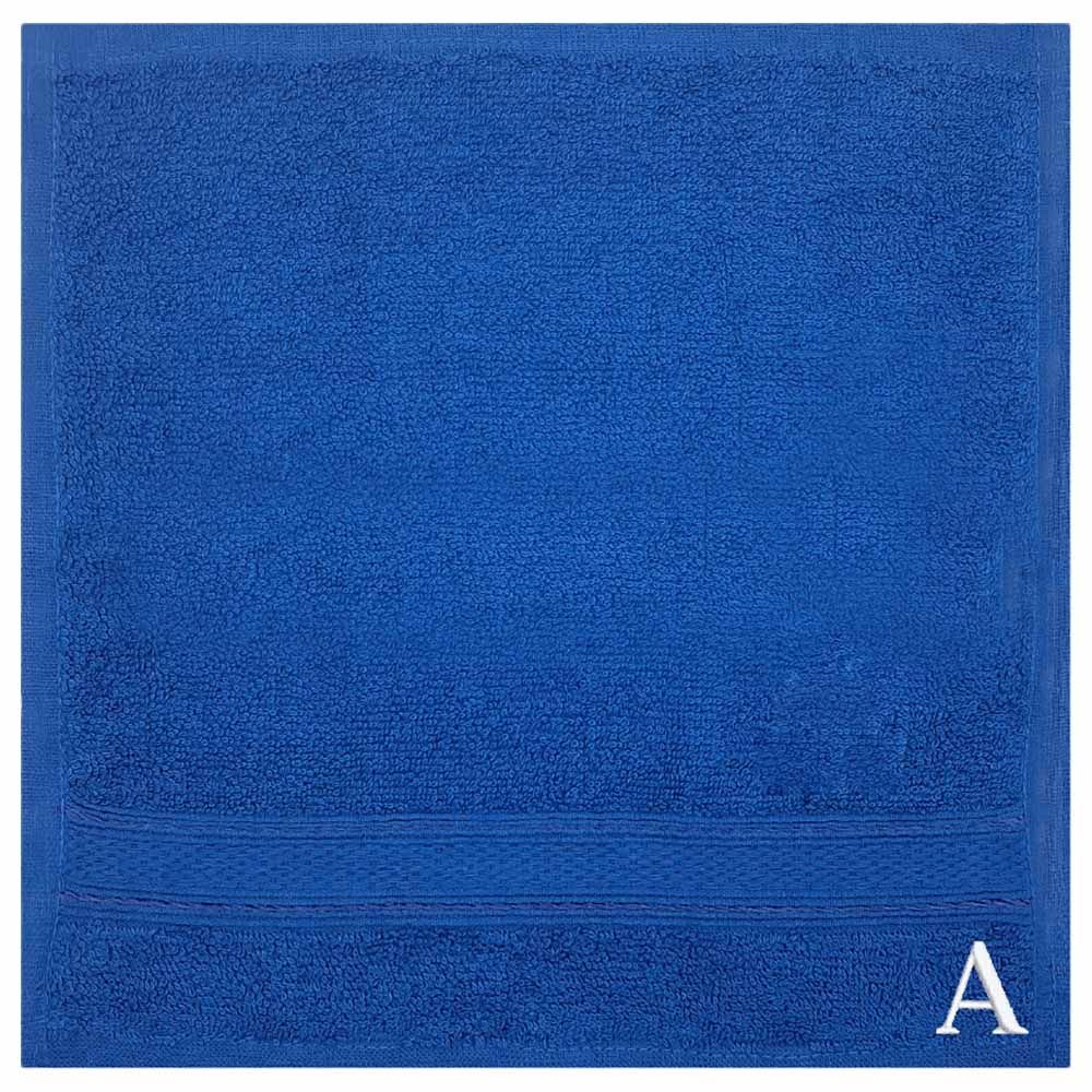 Byft - Letter A Monogrammed Face Towel - 30 x 30 cm - 6pcs - Royal Blue
