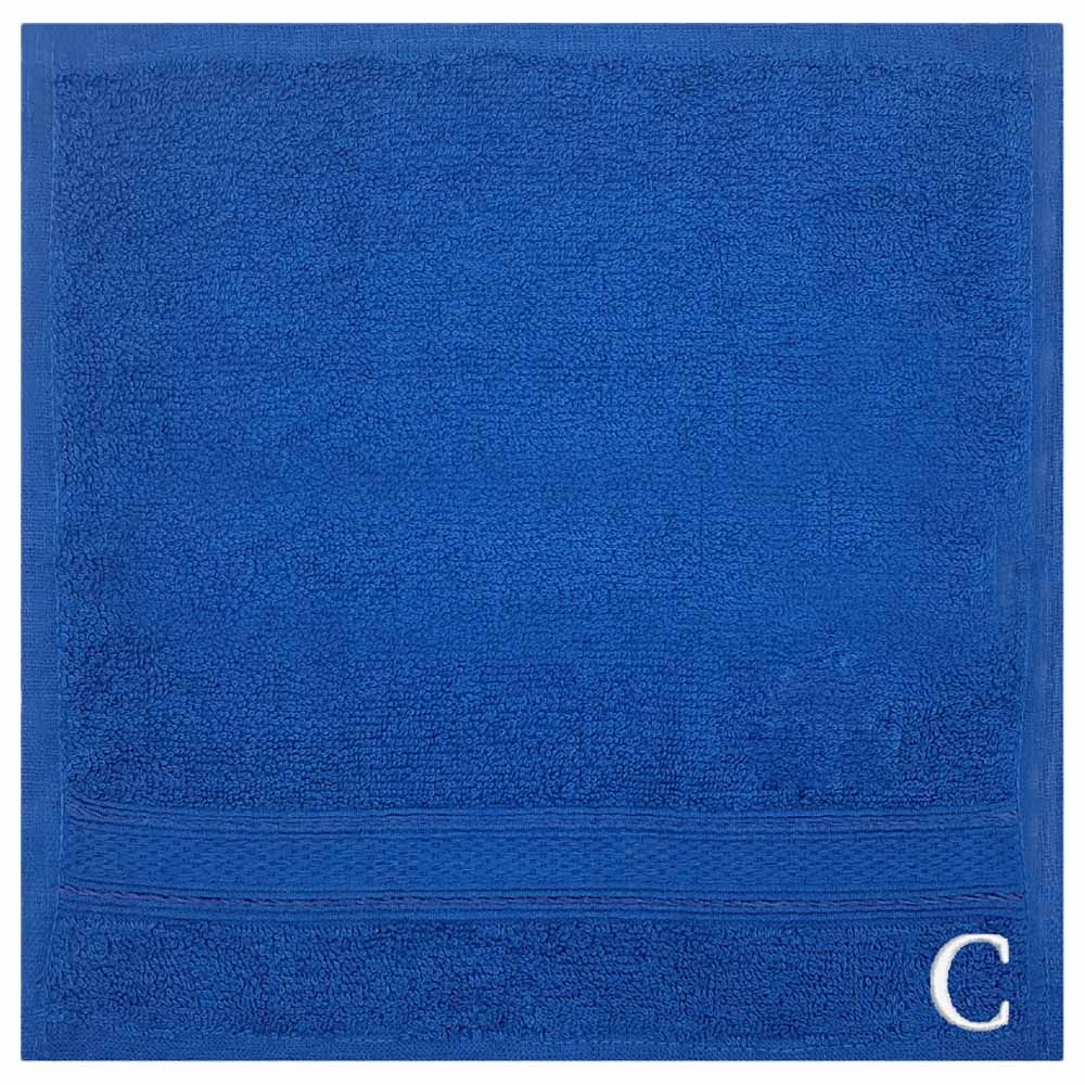 Byft - Letter C Monogrammed Face Towel - 30 x 30 cm - 6pcs - Royal Blue