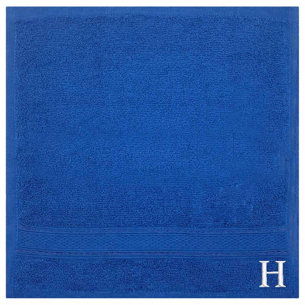 Byft - Letter H Monogrammed Face Towel - 30 x 30 cm - 6pcs - Royal Blue
