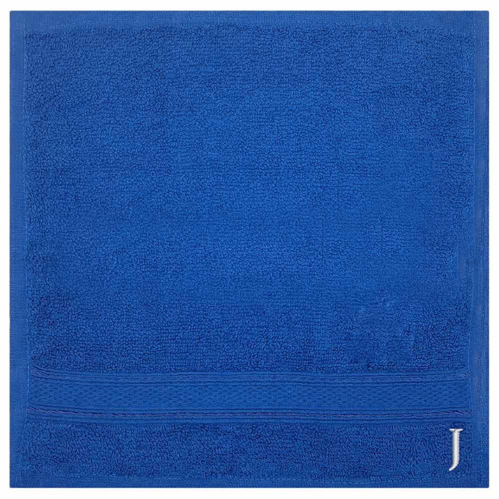 Byft - Letter J Monogrammed Face Towel - 30 x 30 cm - 6pcs - Royal Blue