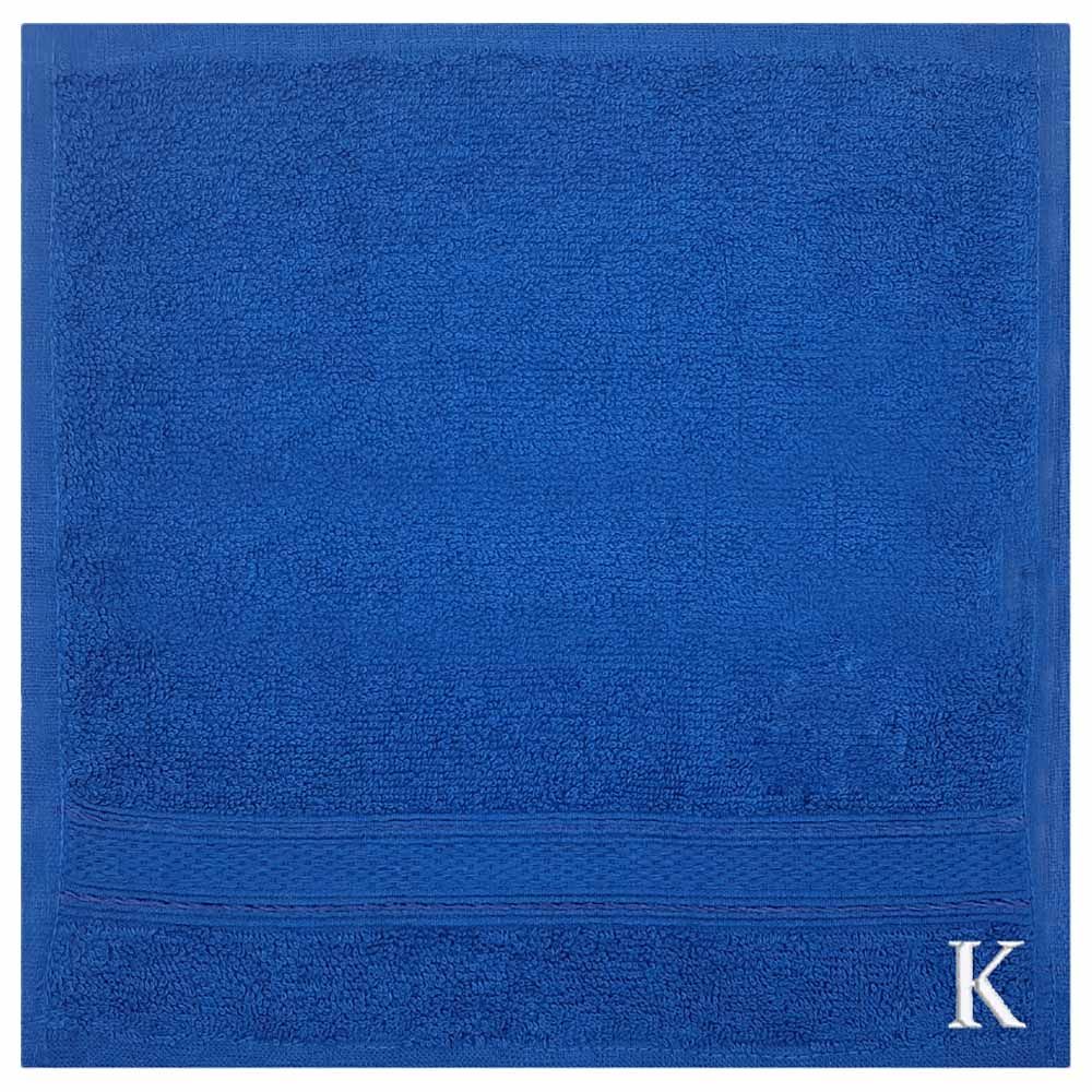 Byft - Letter K Monogrammed Face Towel - 30 x 30 cm - 6pcs - Royal Blue