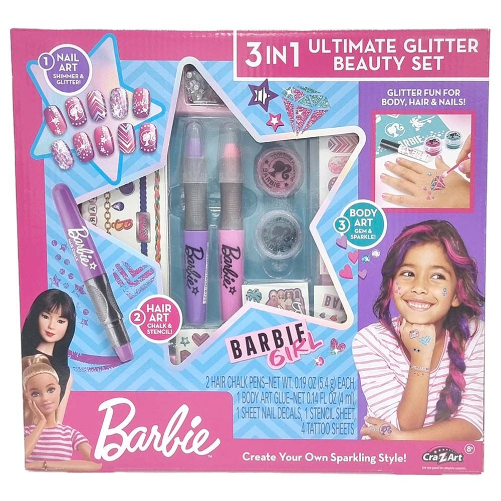 Barbie - 3-In-1 Ultimate Glitter Beauty Set