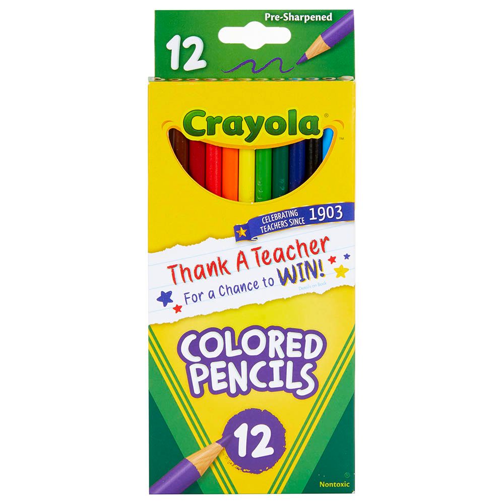 Crayola - Wood Barrel Presharpened Colored Pencils - 12 Pcs