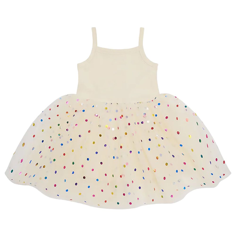Bob & Blossom - Shoulder Straps Spot Sparkle Dress - Vanilla