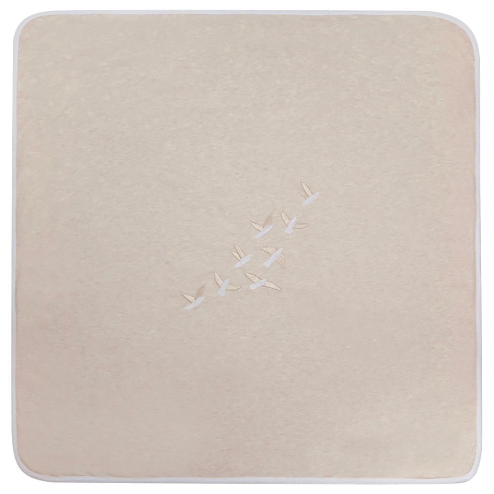 Jules & Juliette - Flighty Embroidered Baby Blanket - Beige