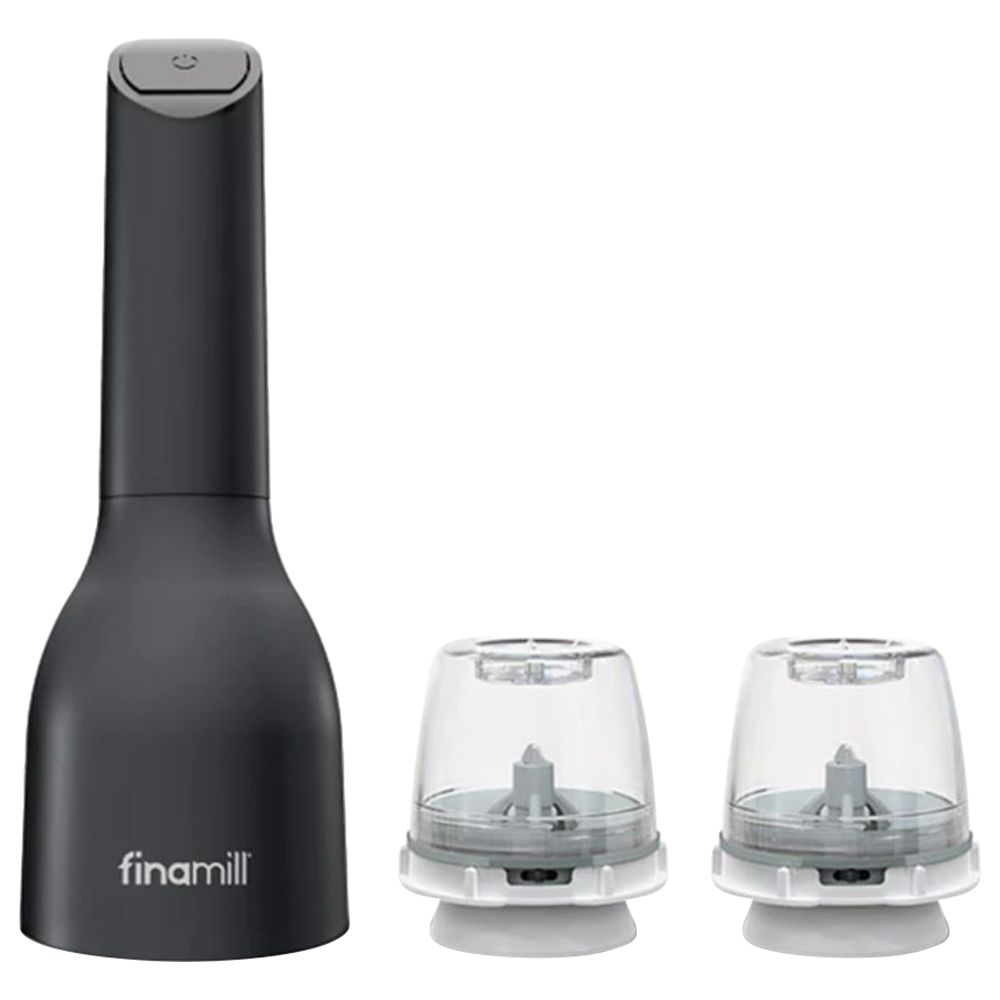 Finamill - Battery Operated Spice Grinder w/ Two Pods - Black