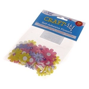 Baker Ross Self-Adhesive Satin Gem Flowers (Pack of 60)