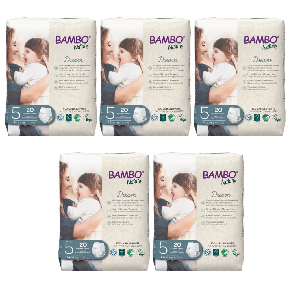 Bambo Nature - Eco-Friendly Diaper Pants, Size 5, 11-17kg 100 pcs - Pack of 5