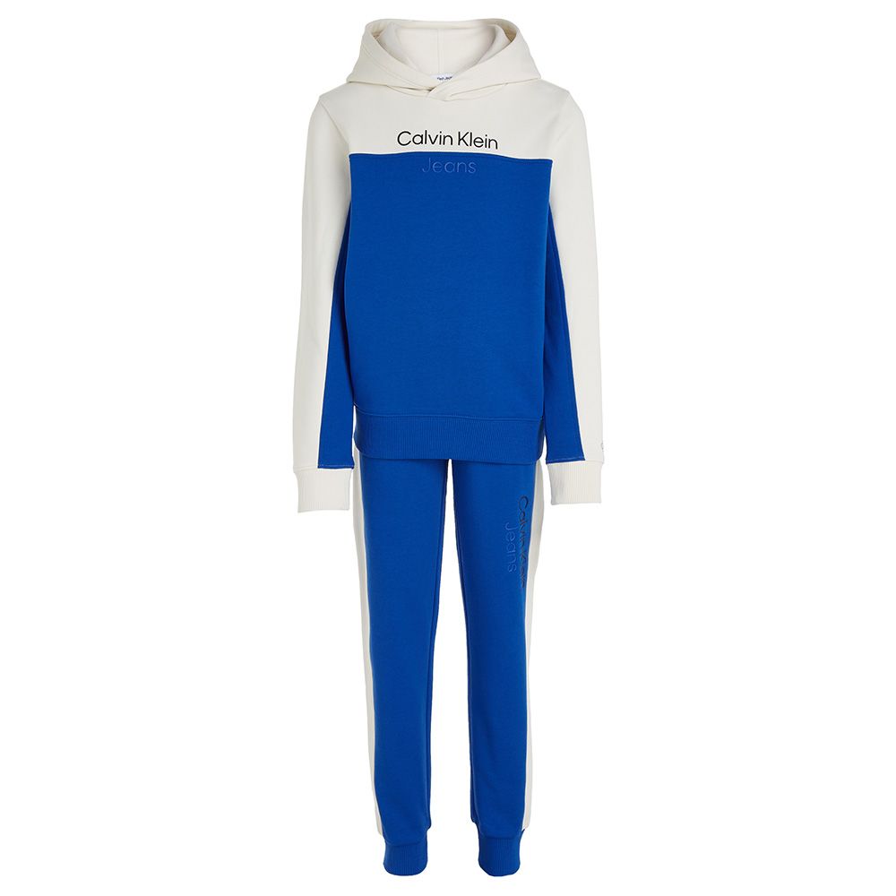 Calvin Klein - Color Block Terry Hooded Sweatshirt - Kettle Blue