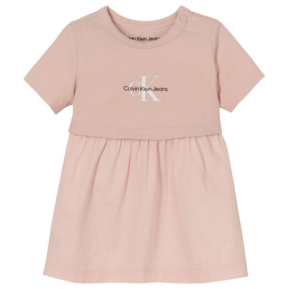 Calvin Klein - Monogram Logo Short Sleeves Dress - Pink