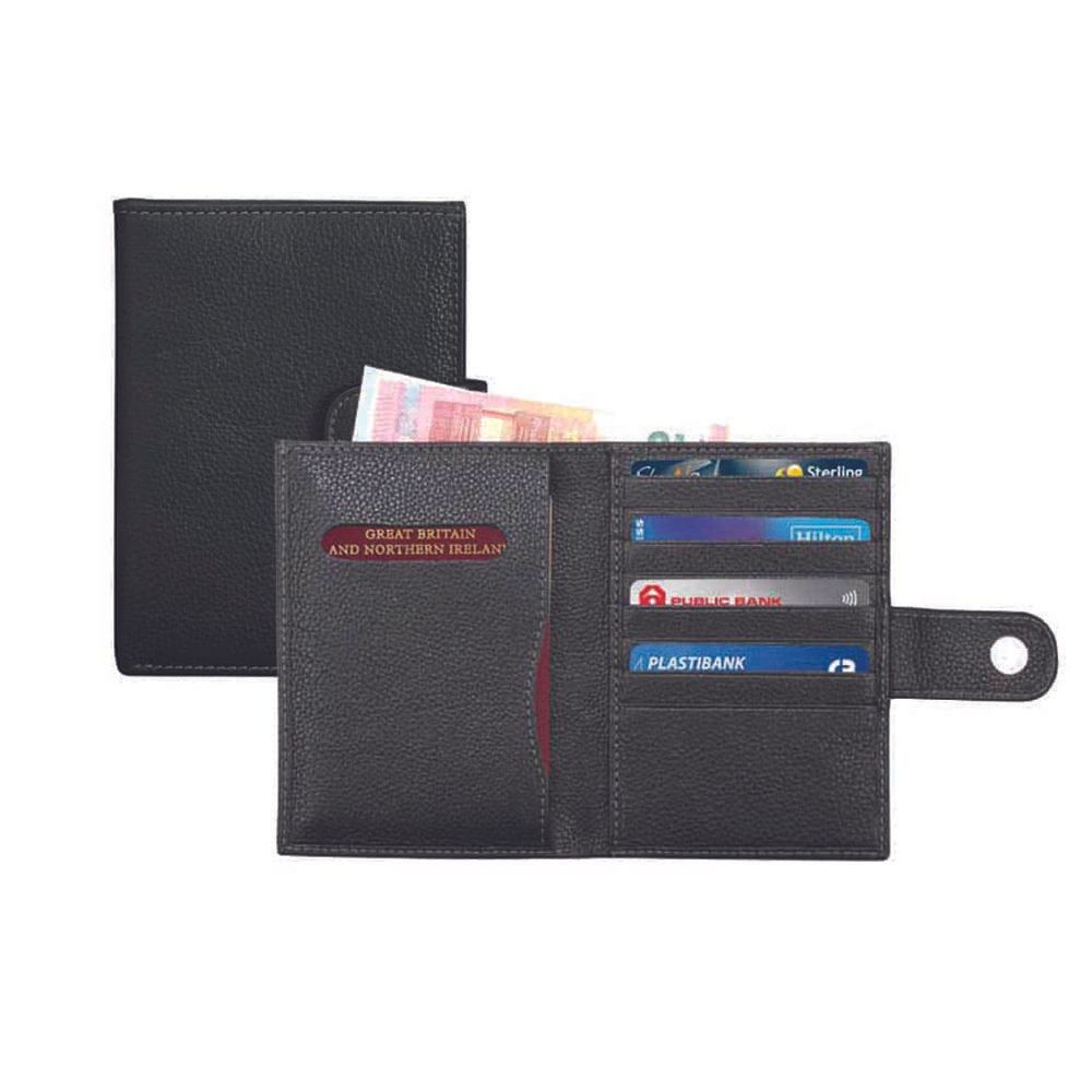 Santhome - Bari Genuine Leather Passport Cover - Black