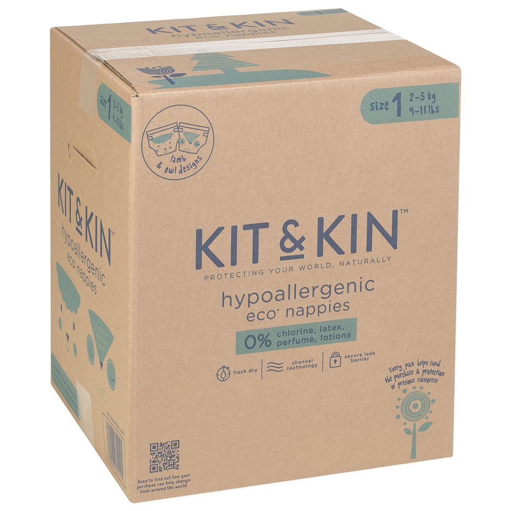 Kit & Kin - Eco Diapers Size 1 - Pack of 4 - 152 Diapers