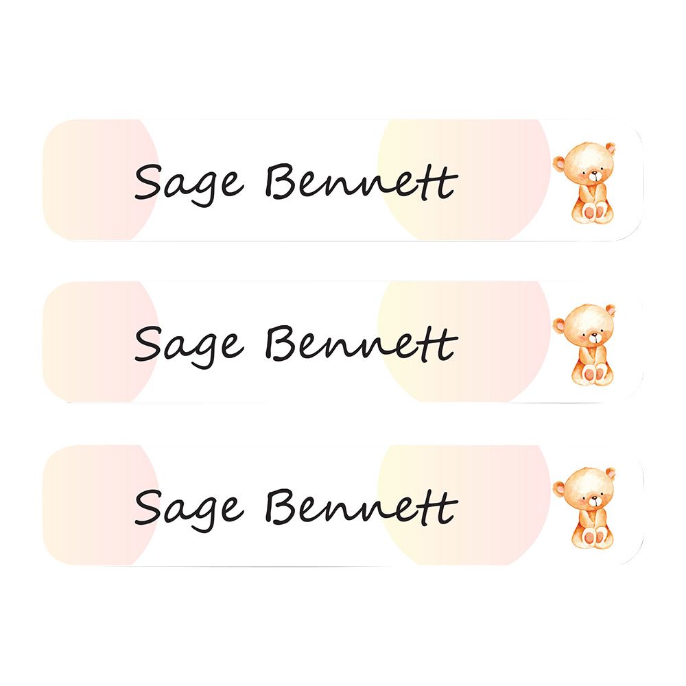 Ladybug Labels - Personalized Waterproof Labels - Teddy Bear - 111pcs