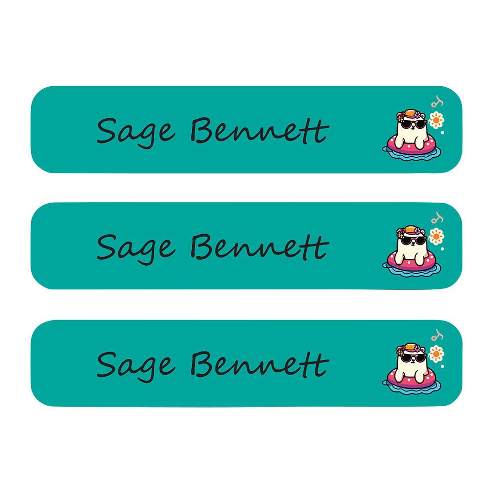 Ladybug Labels - Personalized Waterproof Labels - Pool Ready Bear - 111pcs